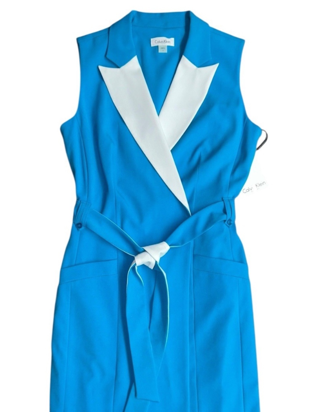 Calvin Klein Women’s Size 4 Belted Faux Wrap Colorblock Dress NWT